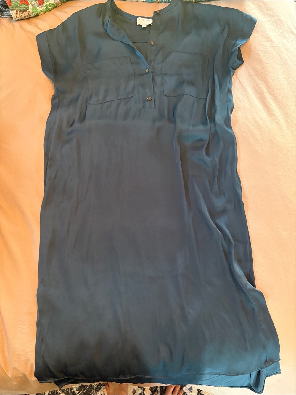 Long Navy Short-Sleeve Dress
